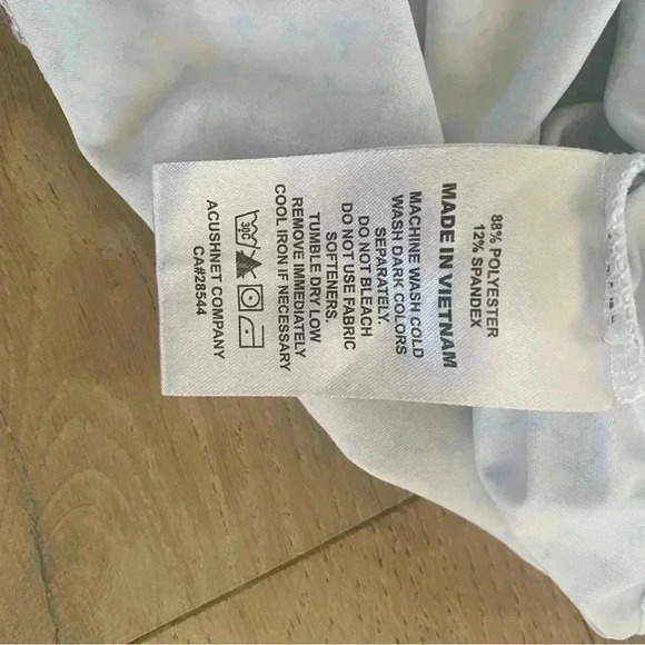 FootJoy Mens Palm Tree Golf Polo White Blue Large - Picture 7 of 7